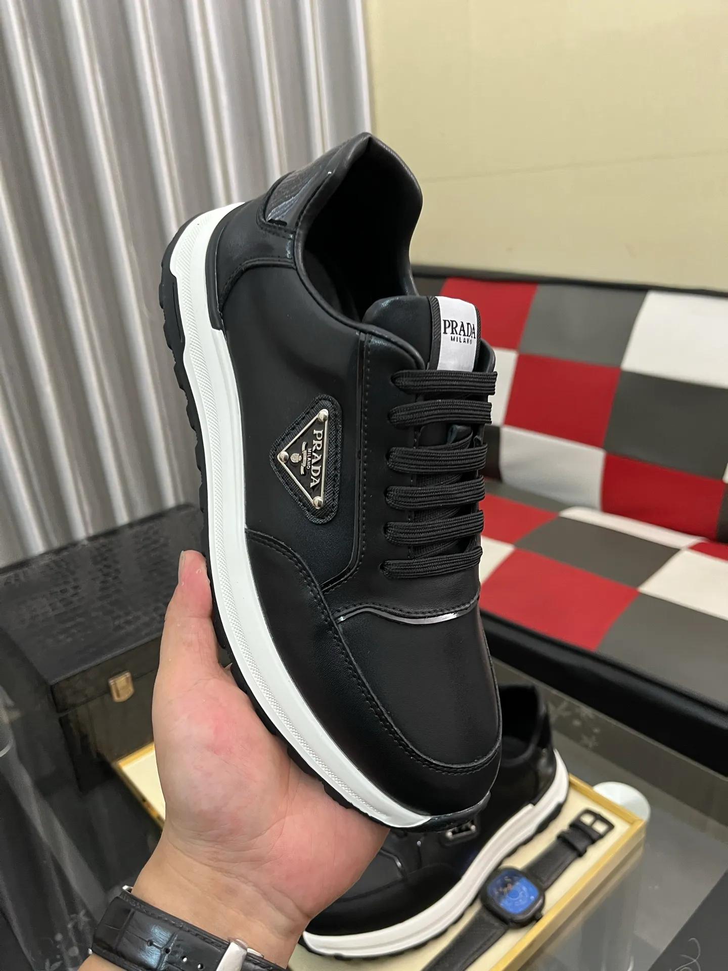 Men's shoes 💰420⌚️⌚️【PRADA】Prada casual shoes, originally developed 1:1, made of high-mercerized cowhide with imported cowhide, silk sheepskin lining, rubber outsole, comfortable and soft on the foot, size: 38-442️⃣Colors available
